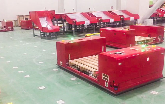 Unmanned Non Standard Heavy Duty AGV Auto Guided Vehicle Roller Conveyor Type