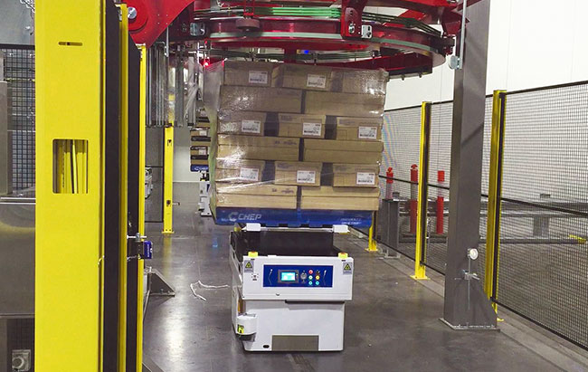Tunnel Type AGV Automated Guided Vehicle , Heavy Duty Lift AGV DC48V Power