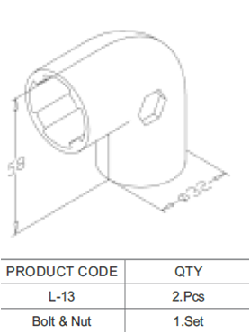 L type Aluminium connector external connected to Aluminum Tube