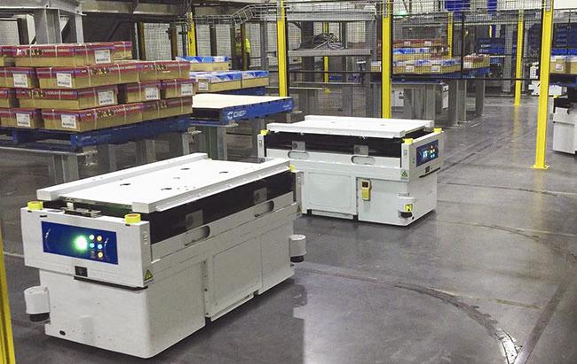 Tunnel Type AGV Automated Guided Vehicle , Heavy Duty Lift AGV DC48V Power