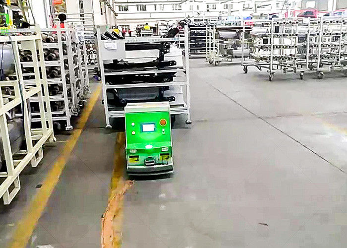 2 Tons Loading Unidirectional Tugger AGV Cart For Washing Machine Line Long Working Time